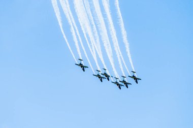 İsveç Ekibi 60 hava gösterisi grubu akrobatik manevralar yapıyor...
