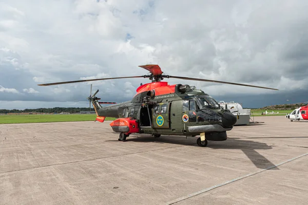 Super Puma Swedish Army Helicopter Display — Stok fotoğraf