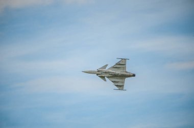 Göteborg, İsveç - 29 Ağustos 2010: Gothenburg Aero Show 'da SAAB JAS39A Gripen.