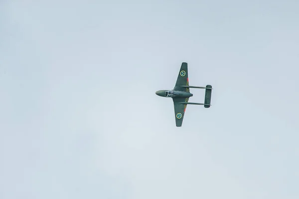 Göteborg Szwecja Sierpnia 2009 Havilland Vampire J28 Pokazie Lotniczym Goteborgu — Zdjęcie stockowe