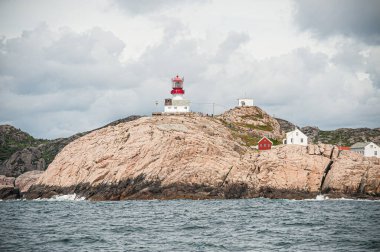 Lindesnes, Norveç - 19 Temmuz 2009: Lindesnes Deniz feneri güneyden görüldü.