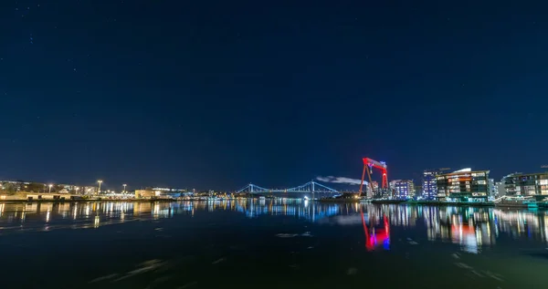 Göteborg Zweden Februari 2013 Avond Uitzicht Alvsborgs Brug Eriksberg — Stockfoto