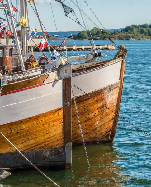 Oslo Norveç Temmuz 2014 Eski Ahşap Balıkçı Teknelerinin Yayları — Stok fotoğraf