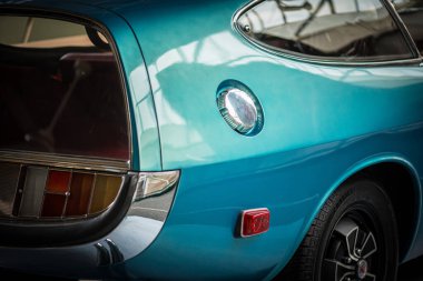 Gothenburg, İsveç - 18 Ağustos 2013: 1967 yılından kalma Volvo prototip otomobil Roket 'in yan ve arkası.