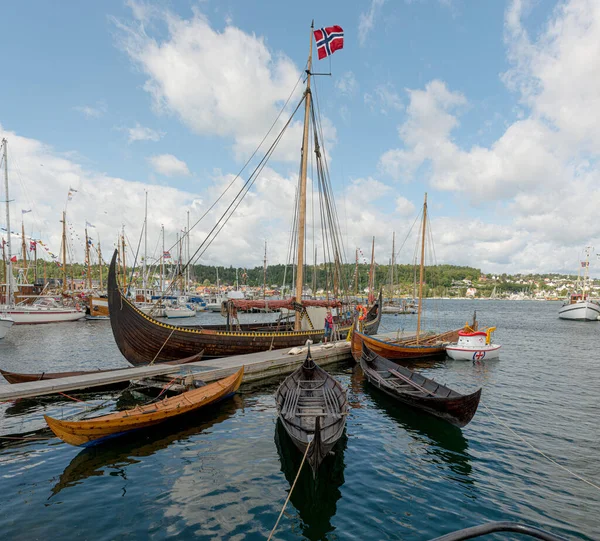 Sandefjord Norvégia Július 2015 Gaia Másolata Viking Hosszú Hajó Gokstadskipet — Stock Fotó