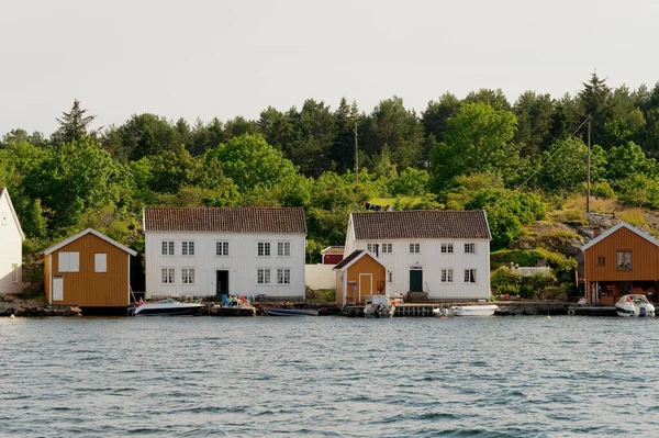 Lindesnes Norvège Juillet 2011 Maisons Marins Bord Mer Svinr — Photo