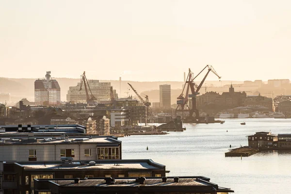 Gotemburgo Suécia Abril 2022 Vista Matinal Porto Gotemburgo — Fotografia de Stock