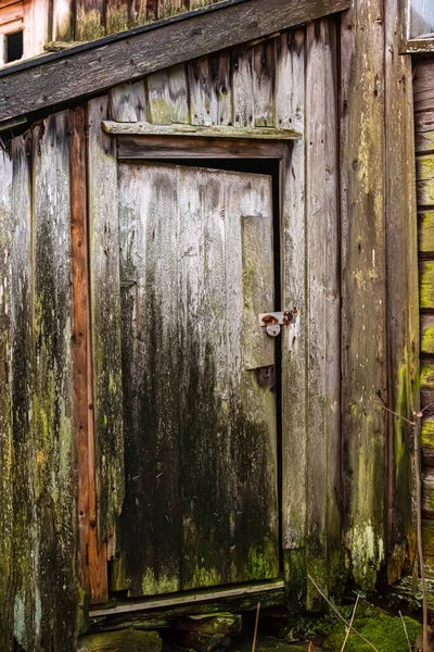 Terk Edilmiş Eski Bir Evin Ahşap Kapısı — Stok fotoğraf