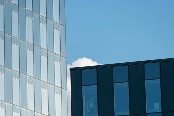 Exterior of newly built office buildings.