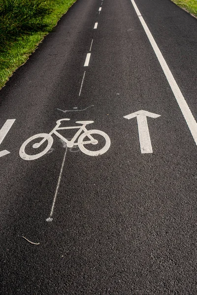 标记自行车道上的箭头 — 图库照片