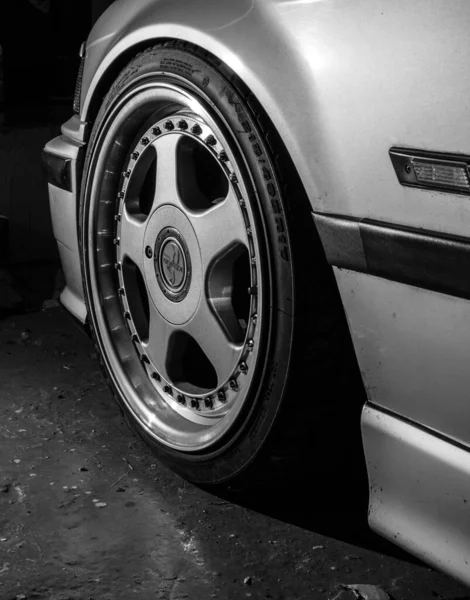 Lindesnes Norway December 2007 Low Profile Front Wheel Bmw E36 — Stock Photo, Image