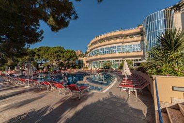 Monaco, Monaco - July 08 2008: The pool area at Le Meridien Hotel.
