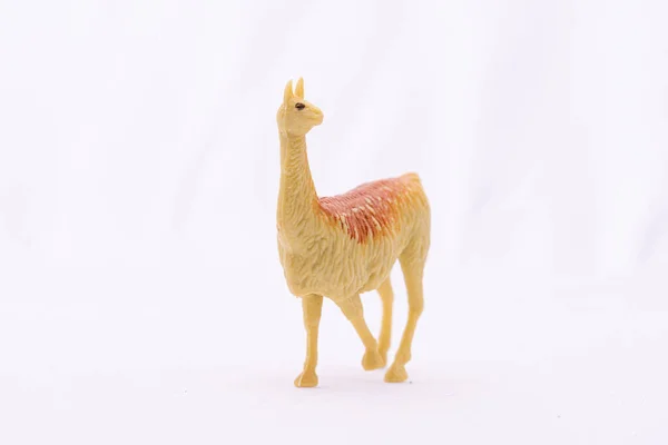 Plastic Toy Llama White Background — Stock fotografie
