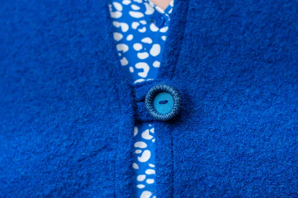Blue Retro Button Blue Sweater — 스톡 사진