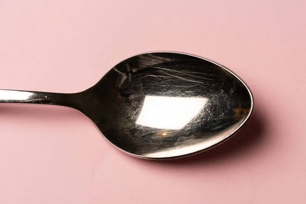 Metal Spoon Pink Background — Stock Fotó