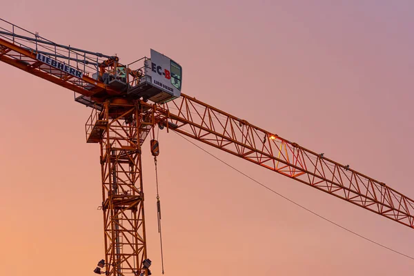 Gotemburgo Suécia Junho 2019 Liebherr Tronic Tower Crane Canteiro Obras — Fotografia de Stock