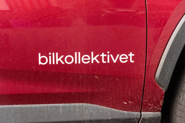 Lindesnes Norway August 2019 Logo Bilkollektivet Red Car —  Fotos de Stock