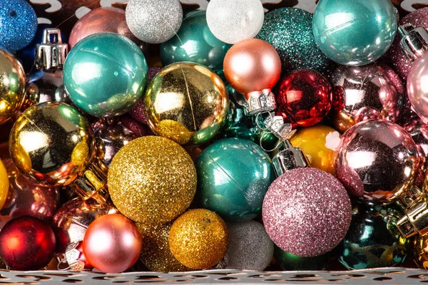Sortiment Glänzenden Bunten Weihnachtskugeln — Stockfoto
