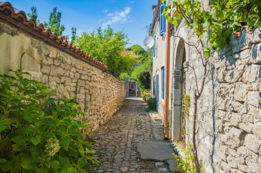 Romantic streets in the old town of Osor on the island of Cres in Croatia