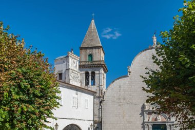 Cathedral tower in old town of Osor, island of Cres, Croatia