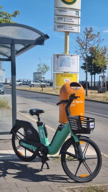 Berlin Germany August 2022 electric bike stands at the bus stop
