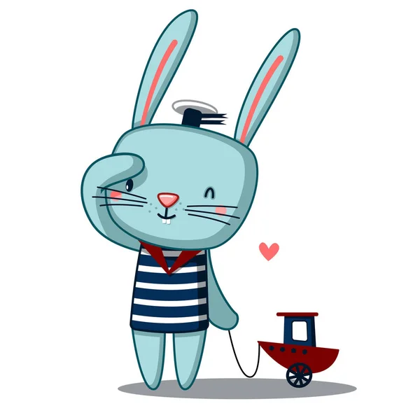 可爱的水手兔 2023年的象征 — 图库矢量图片