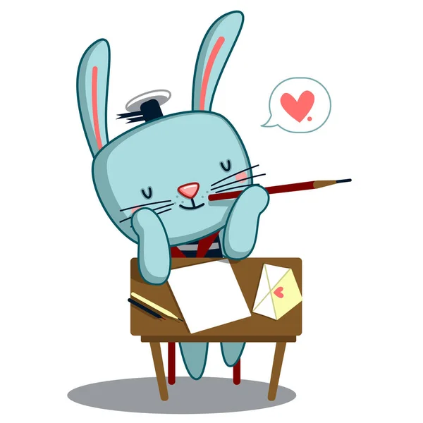 可爱的兔子在写情书 — 图库矢量图片