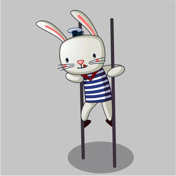 可爱的兔子踩着高跷走路 — 图库矢量图片