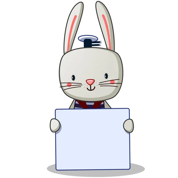 可爱的兔子抱着便条 — 图库矢量图片