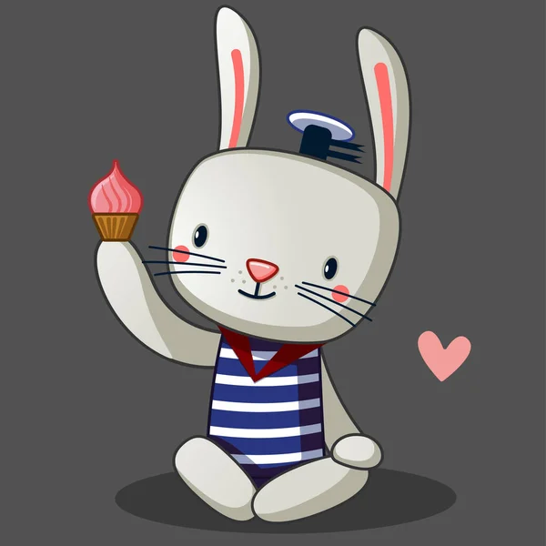 Mignon Lapin Tenant Cupcake — Image vectorielle