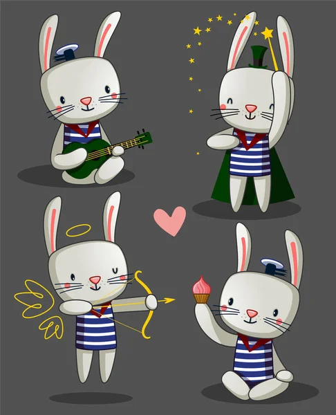 Sevimli Romantik Tavşanlar — Stok Vektör