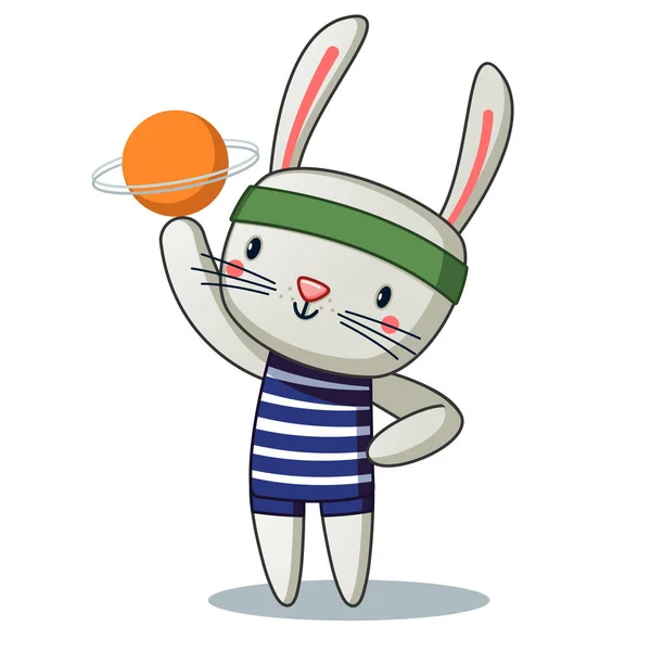 可爱的野兔篮球运动员带球 — 图库矢量图片