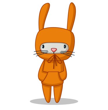 Turuncu kapüşonlu şirin tavşan.