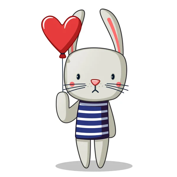 Cute Rabbit Balloon Heart — Vettoriale Stock