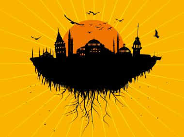 İstanbul silueti grunge vektör sanat