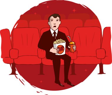 adam bir film izlerken