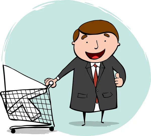 Uomo d'affari pronto a fare shopping online — Vettoriale Stock