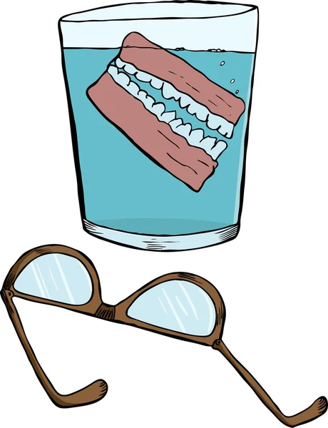 Denture et vieilles lunettes — Image vectorielle