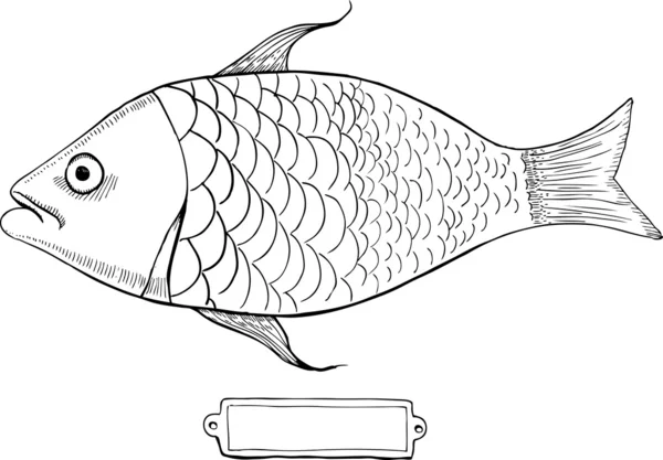 Disegno a mano Pesce — Vettoriale Stock