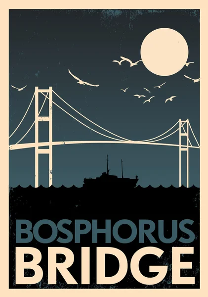 Bosporus Brücke Vintage Poster — Stockvektor