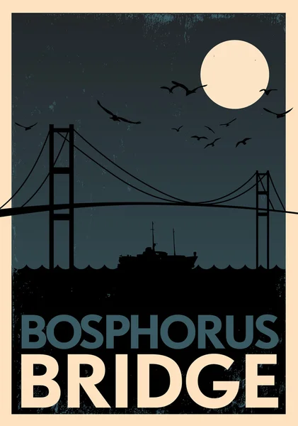 Bosporen bridge vintage affisch — Stock vektor