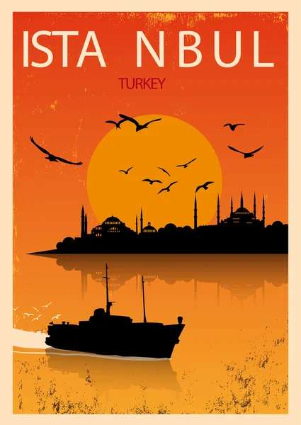 老式的伊斯坦布尔海报 — 图库矢量图片
