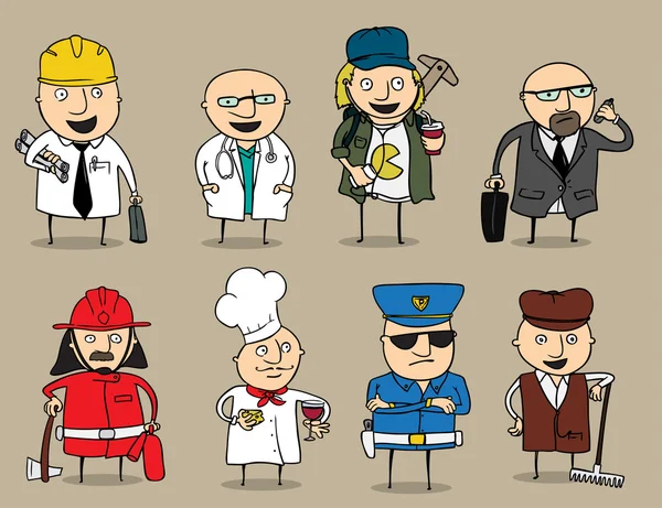 Desenhos animados Homens Jobs Coleção — Vetor de Stock