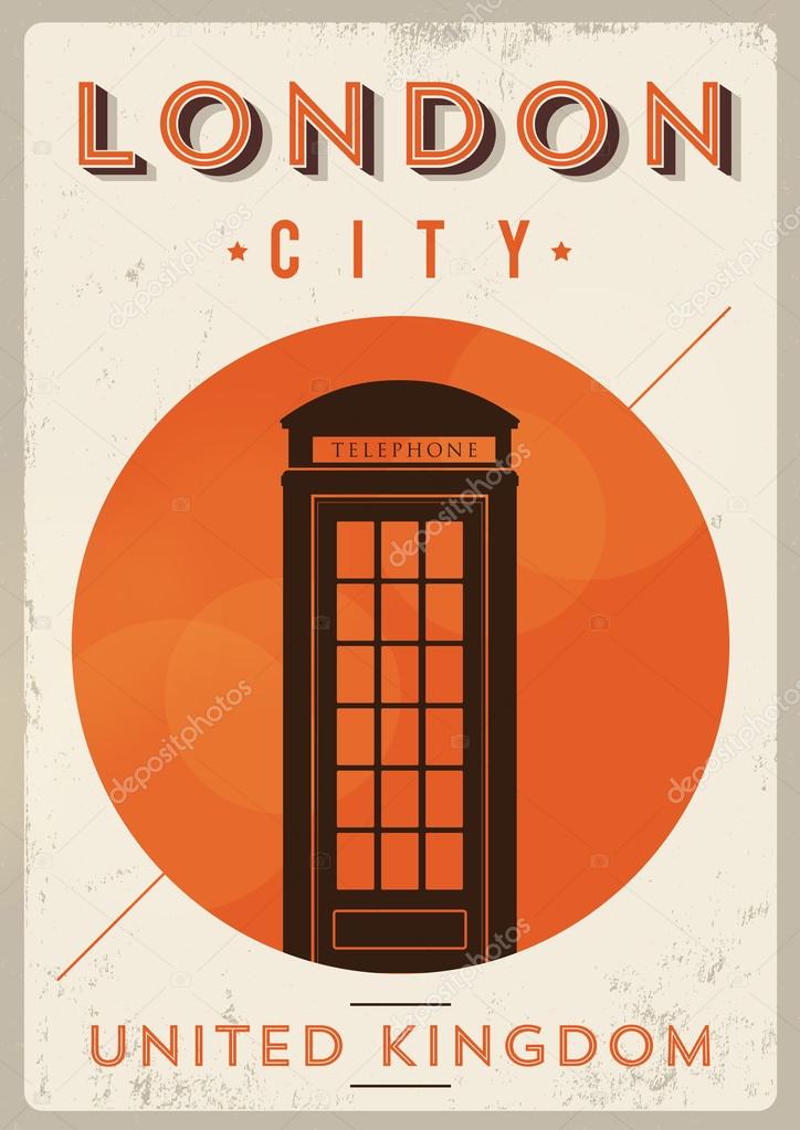 Vintage London Telephone Box Poster