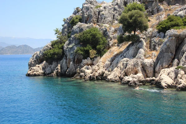 Mediterrane kust bij kekova, antalya. — Stockfoto