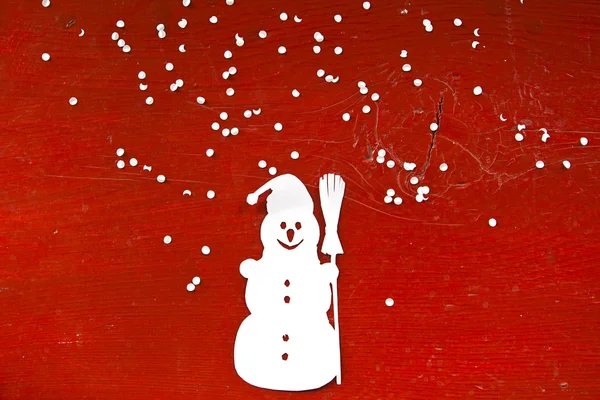 Merry christmas background with snowman — Stock Photo, Image