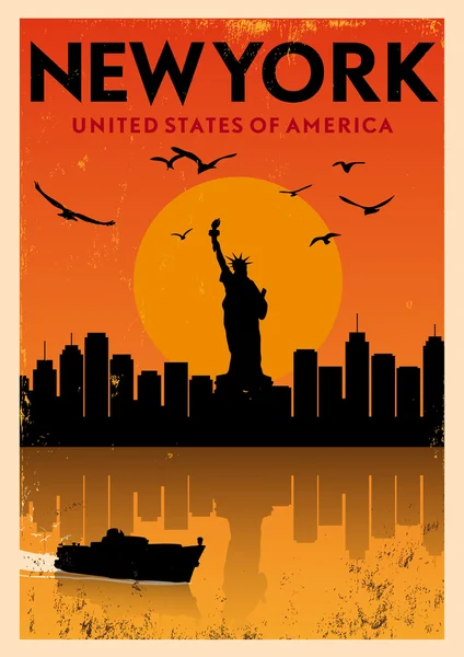 Винтажный нью-йоркский плакат — стоковый вектор