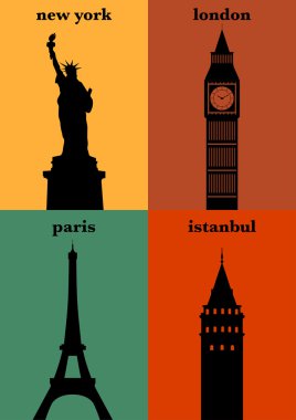 New york, Londra, paris, istanbul posterler