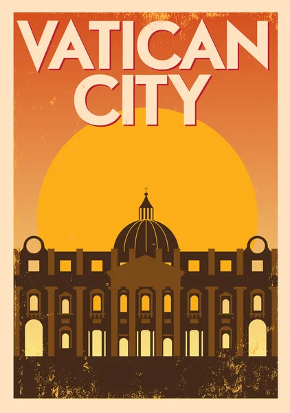 Cartaz Retro Cidade do Vaticano — Vetor de Stock