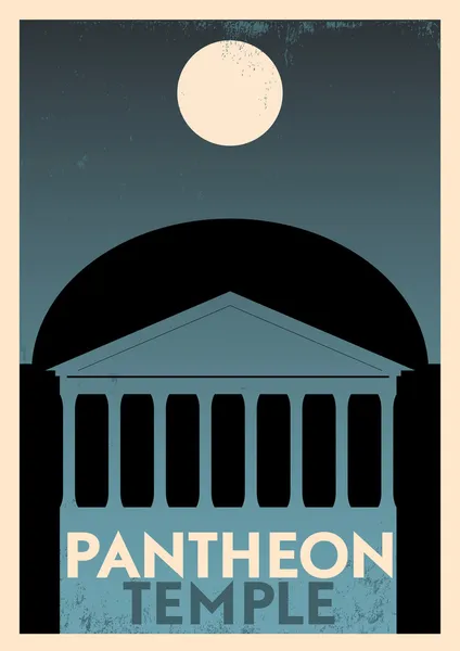 Retro Pantheon Tempel Poster — Stockvektor